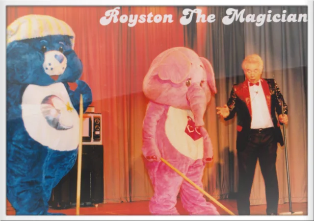 Royston appearing on stage in the Care Bear Show.